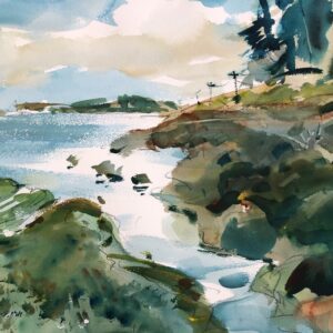 2023-12 PAL A Rocky Seashore, Original Watercolor Painting by Eric Wiegardt AWS-DF, NWS