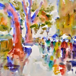 4597 Umbrellas, Original Watercolor Painting by Eric Wiegardt AWS-DF, NWS