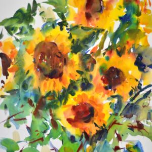 4736 Todd's Sunflowers, original watercolor painting by Eric Wiegardt of a bouquet of sunflowers.