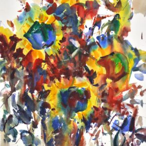 4749 Sunflower Display, original watercolor painting by Eric Wiegardt of a bouquet of sunflowers.