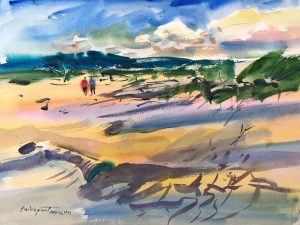 2023-06 PAL Beach Scene, Original Watercolor Painting by Eric Wiegardt AWS-DF, NWS