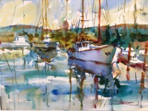 2023-07 PAL Marine Harbor, Original Watercolor Painting by Eric Wiegardt AWS-DF, NWS