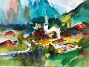 2023-10 Swiss Valley Paint-Along, Original Painting by Eric Wiegardt AWS-DF, NWS